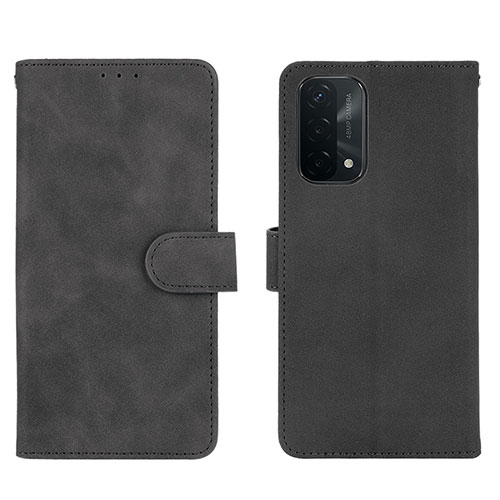 Leather Case Stands Flip Cover Holder L01Z for Oppo A54 5G Black