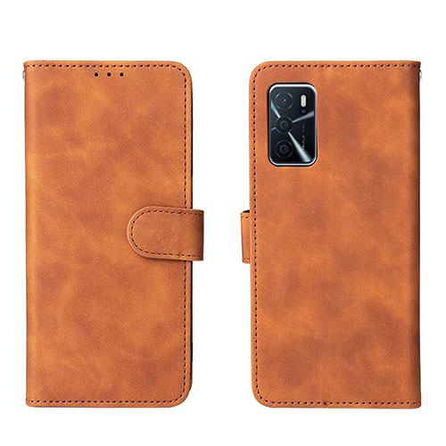 Leather Case Stands Flip Cover Holder L01Z for Oppo A54s Brown