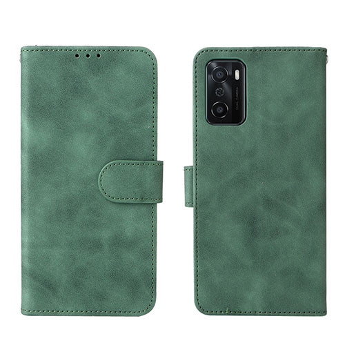 Leather Case Stands Flip Cover Holder L01Z for Oppo A55S 5G Green