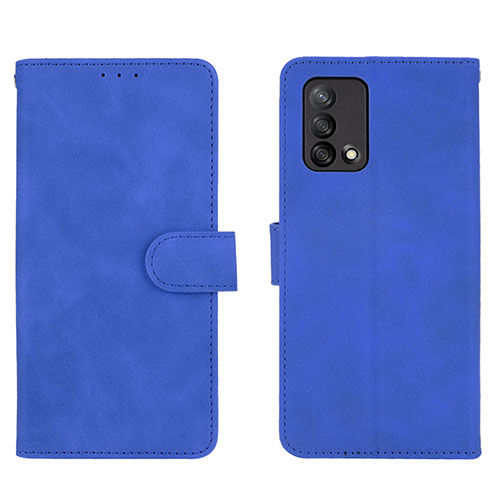 Leather Case Stands Flip Cover Holder L01Z for Oppo A74 4G Blue