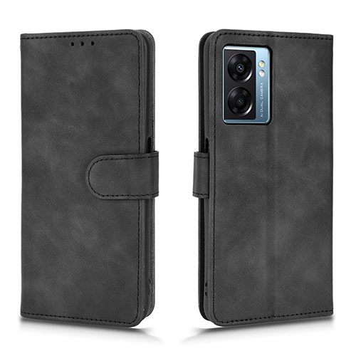 Leather Case Stands Flip Cover Holder L01Z for Oppo A77 5G Black