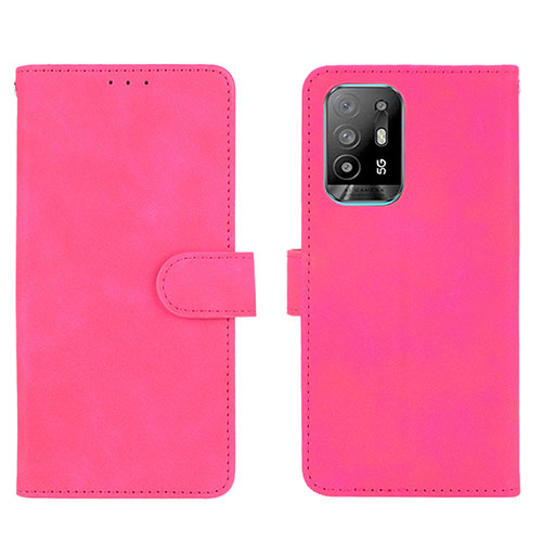 Leather Case Stands Flip Cover Holder L01Z for Oppo A94 5G Hot Pink