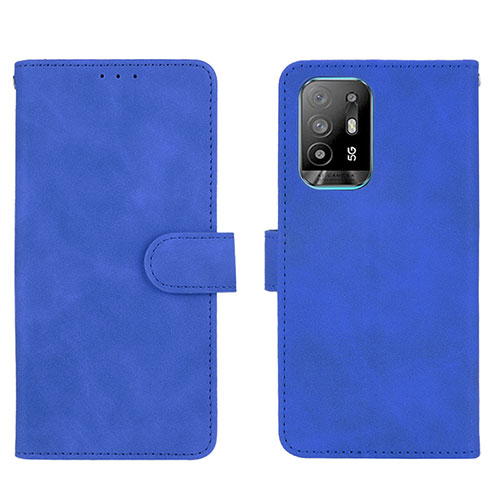 Leather Case Stands Flip Cover Holder L01Z for Oppo F19 Pro+ Plus 5G Blue