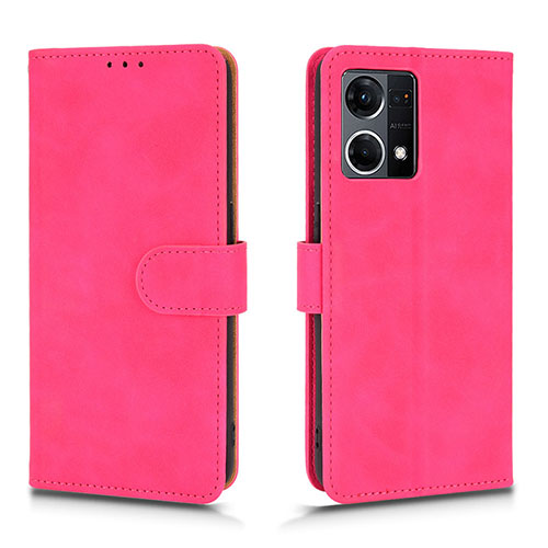 Leather Case Stands Flip Cover Holder L01Z for Oppo F21 Pro 4G Hot Pink