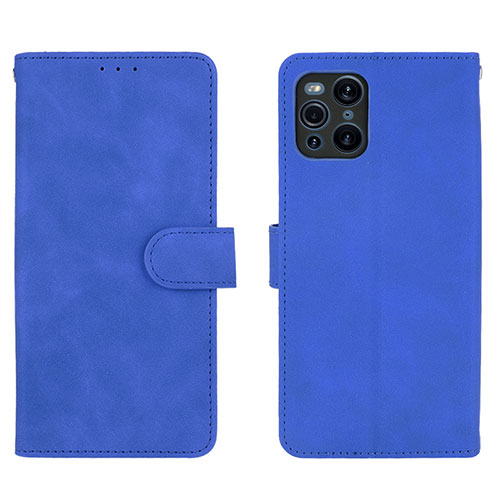 Leather Case Stands Flip Cover Holder L01Z for Oppo Find X3 5G Blue