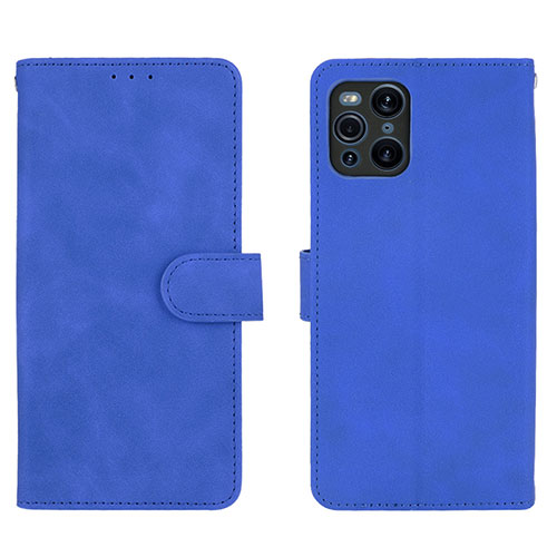 Leather Case Stands Flip Cover Holder L01Z for Oppo Find X3 Pro 5G Blue