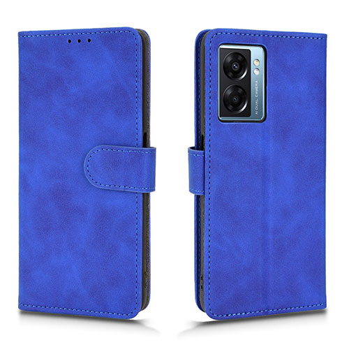 Leather Case Stands Flip Cover Holder L01Z for Oppo K10 5G India Blue