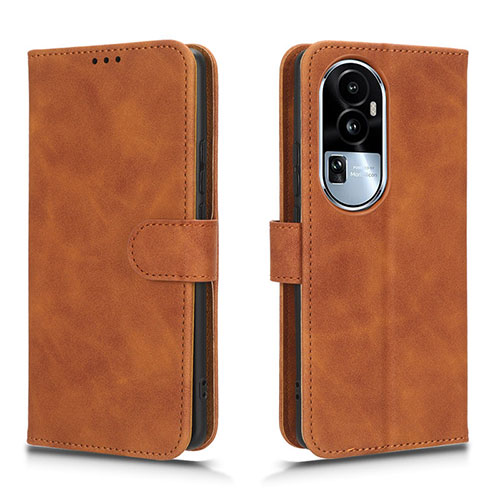 Leather Case Stands Flip Cover Holder L01Z for Oppo Reno10 Pro+ Plus 5G Brown