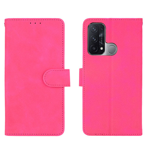 Leather Case Stands Flip Cover Holder L01Z for Oppo Reno5 A Hot Pink