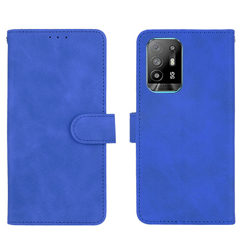Leather Case Stands Flip Cover Holder L01Z for Oppo Reno5 Z 5G Blue