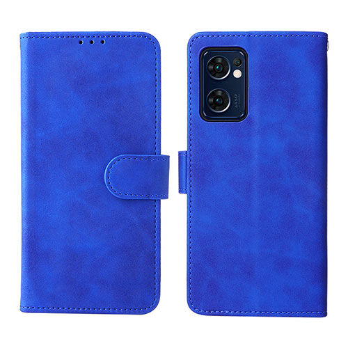 Leather Case Stands Flip Cover Holder L01Z for Oppo Reno7 5G Blue