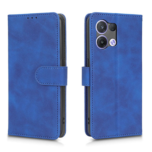 Leather Case Stands Flip Cover Holder L01Z for Oppo Reno8 5G Blue