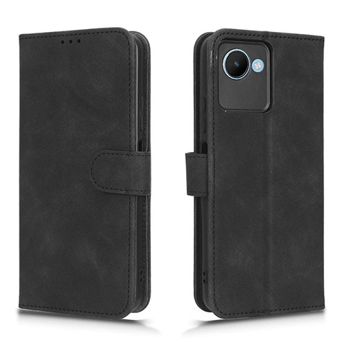 Leather Case Stands Flip Cover Holder L01Z for Realme C30 Black