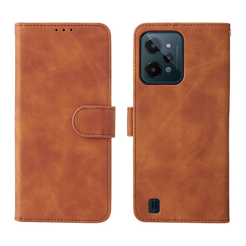 Leather Case Stands Flip Cover Holder L01Z for Realme C31 Brown