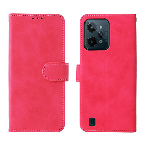 Leather Case Stands Flip Cover Holder L01Z for Realme C31 Hot Pink