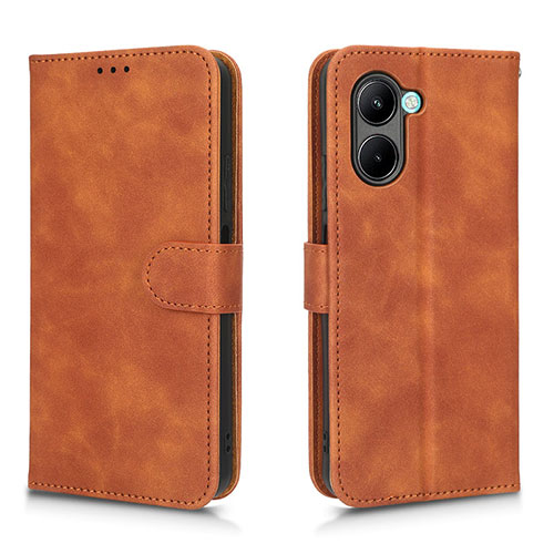 Leather Case Stands Flip Cover Holder L01Z for Realme C33 Brown