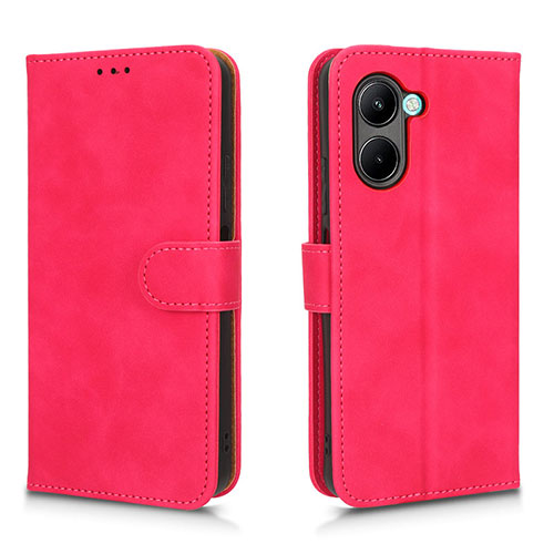 Leather Case Stands Flip Cover Holder L01Z for Realme C33 Hot Pink