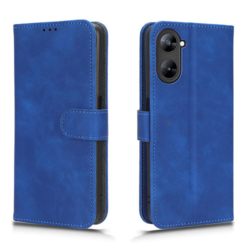 Leather Case Stands Flip Cover Holder L01Z for Realme V30t 5G Blue