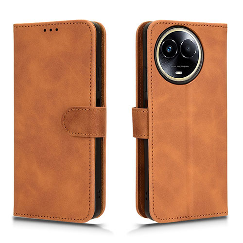 Leather Case Stands Flip Cover Holder L01Z for Realme V50s 5G Brown