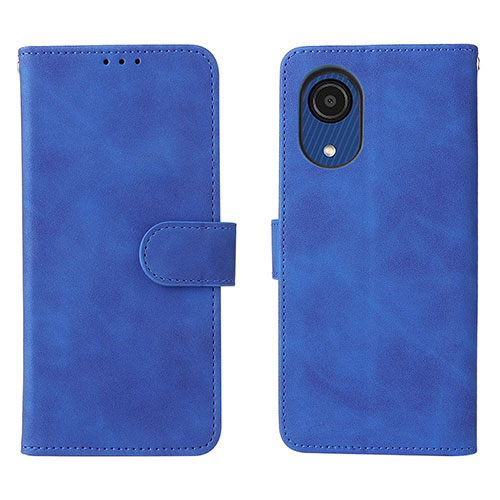 Leather Case Stands Flip Cover Holder L01Z for Samsung Galaxy A03 Core Blue