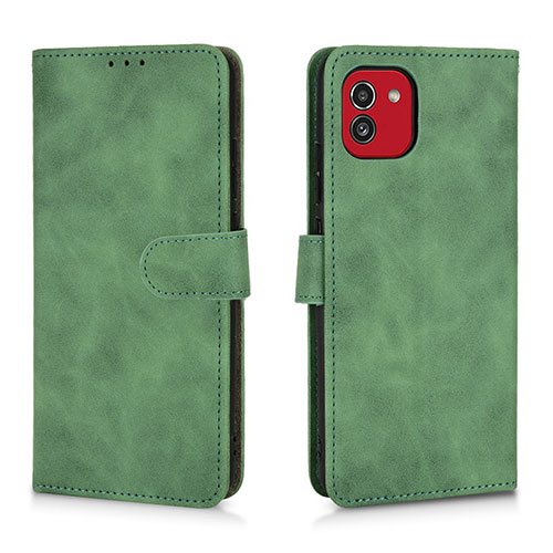 Leather Case Stands Flip Cover Holder L01Z for Samsung Galaxy A03 Green