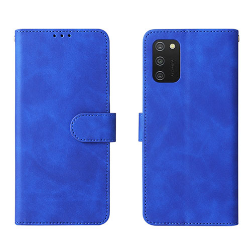 Leather Case Stands Flip Cover Holder L01Z for Samsung Galaxy A03s Blue