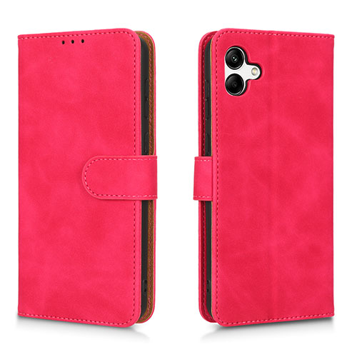 Leather Case Stands Flip Cover Holder L01Z for Samsung Galaxy A05 Hot Pink