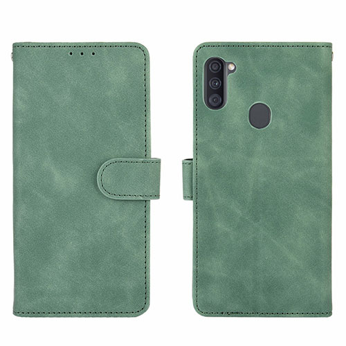 Leather Case Stands Flip Cover Holder L01Z for Samsung Galaxy A11 Green