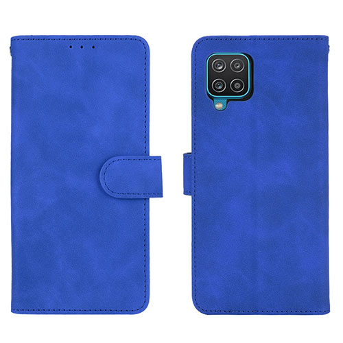 Leather Case Stands Flip Cover Holder L01Z for Samsung Galaxy A12 5G Blue