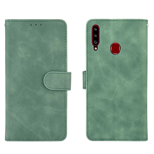 Leather Case Stands Flip Cover Holder L01Z for Samsung Galaxy A20s Green