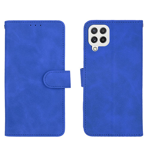 Leather Case Stands Flip Cover Holder L01Z for Samsung Galaxy A22 4G Blue