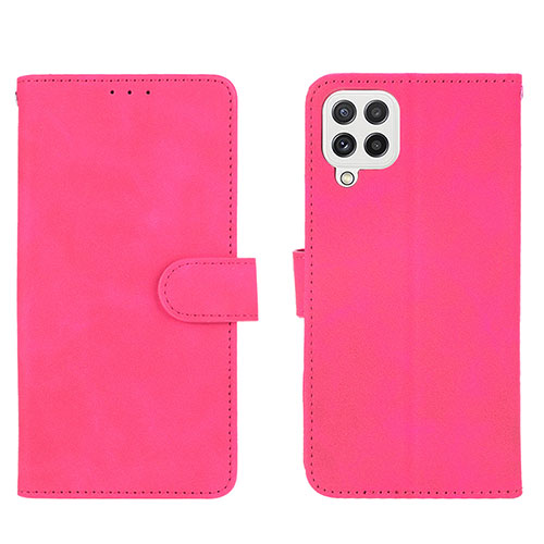 Leather Case Stands Flip Cover Holder L01Z for Samsung Galaxy A22 4G Hot Pink