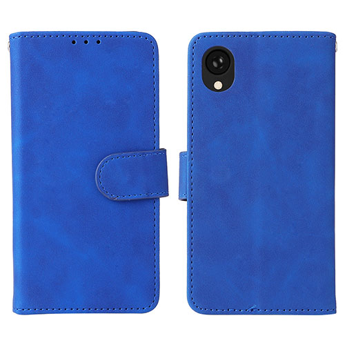 Leather Case Stands Flip Cover Holder L01Z for Samsung Galaxy A22 5G SC-56B Blue