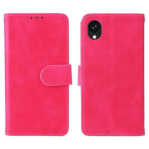 Leather Case Stands Flip Cover Holder L01Z for Samsung Galaxy A22 5G SC-56B Hot Pink