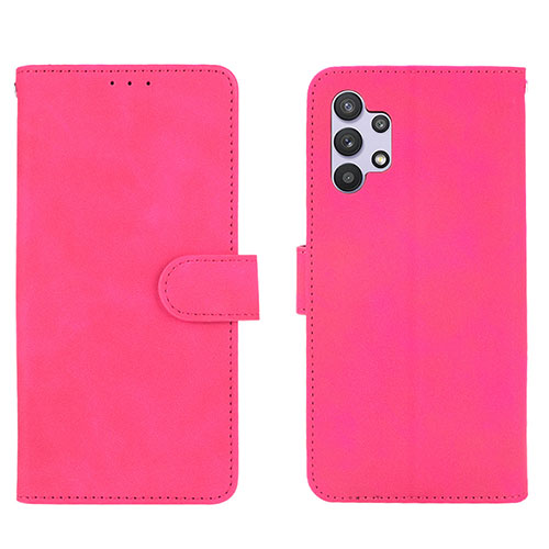 Leather Case Stands Flip Cover Holder L01Z for Samsung Galaxy A32 5G Hot Pink