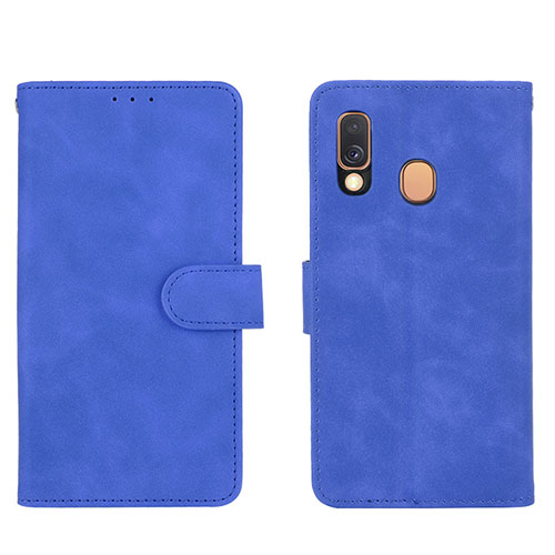 Leather Case Stands Flip Cover Holder L01Z for Samsung Galaxy A40 Blue