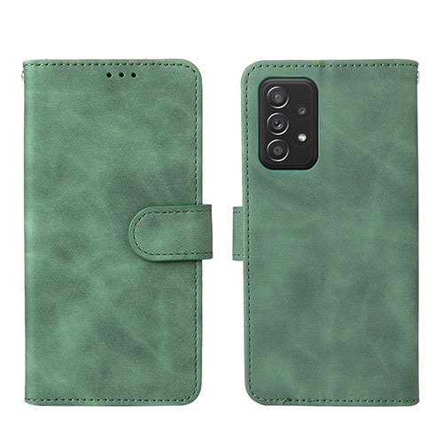 Leather Case Stands Flip Cover Holder L01Z for Samsung Galaxy A52 4G Green