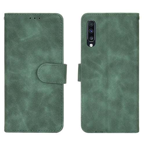 Leather Case Stands Flip Cover Holder L01Z for Samsung Galaxy A70 Green