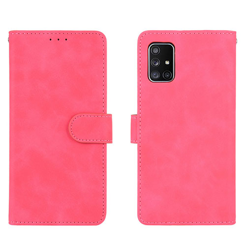 Leather Case Stands Flip Cover Holder L01Z for Samsung Galaxy A71 5G Hot Pink