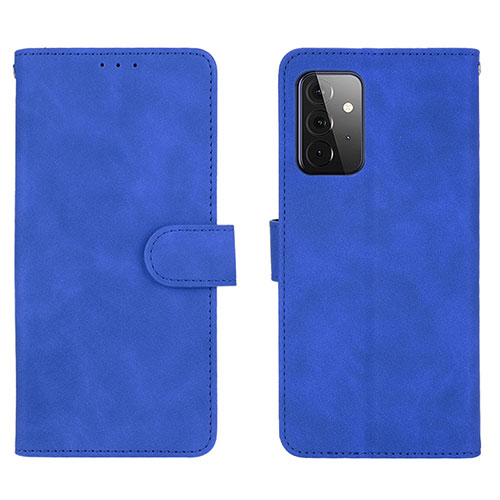 Leather Case Stands Flip Cover Holder L01Z for Samsung Galaxy A72 4G Blue
