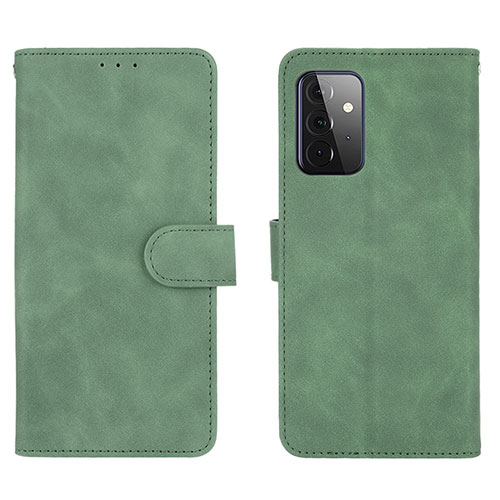 Leather Case Stands Flip Cover Holder L01Z for Samsung Galaxy A72 4G Green