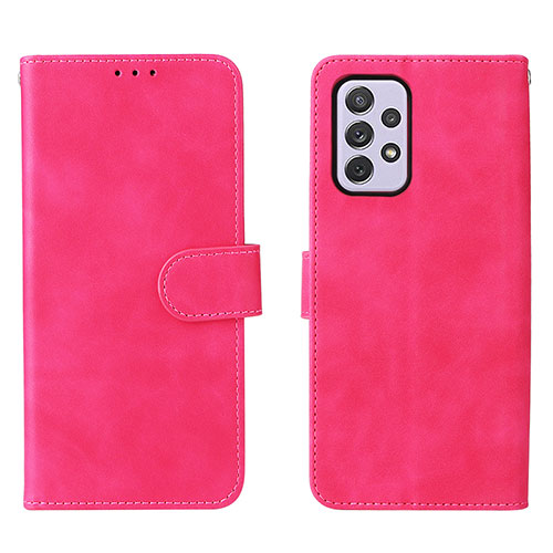 Leather Case Stands Flip Cover Holder L01Z for Samsung Galaxy A73 5G Hot Pink