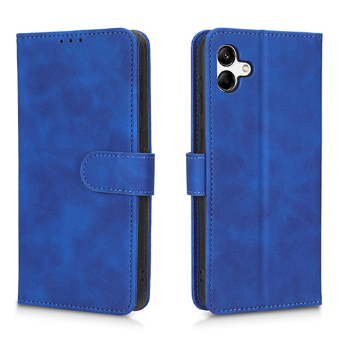 Leather Case Stands Flip Cover Holder L01Z for Samsung Galaxy F04 Blue