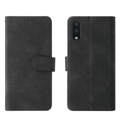 Leather Case Stands Flip Cover Holder L01Z for Samsung Galaxy M02 Black