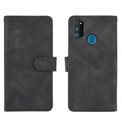 Leather Case Stands Flip Cover Holder L01Z for Samsung Galaxy M21 Black