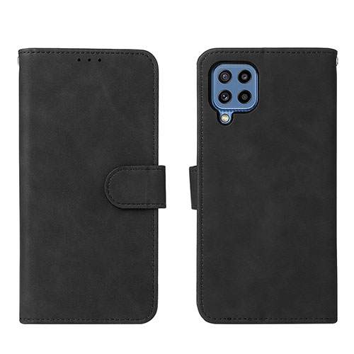 Leather Case Stands Flip Cover Holder L01Z for Samsung Galaxy M32 4G Black