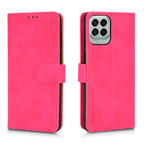 Leather Case Stands Flip Cover Holder L01Z for Samsung Galaxy M33 5G Hot Pink