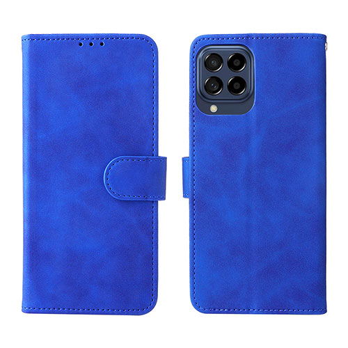 Leather Case Stands Flip Cover Holder L01Z for Samsung Galaxy M53 5G Blue