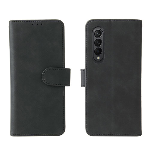 Leather Case Stands Flip Cover Holder L01Z for Samsung Galaxy Z Fold3 5G Black