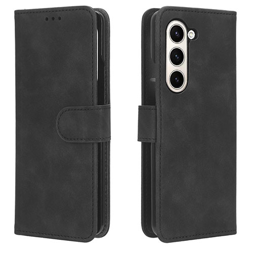 Leather Case Stands Flip Cover Holder L01Z for Samsung Galaxy Z Fold5 5G Black